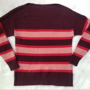 Treasure & Bond Collarless Striped Pattern Sweater